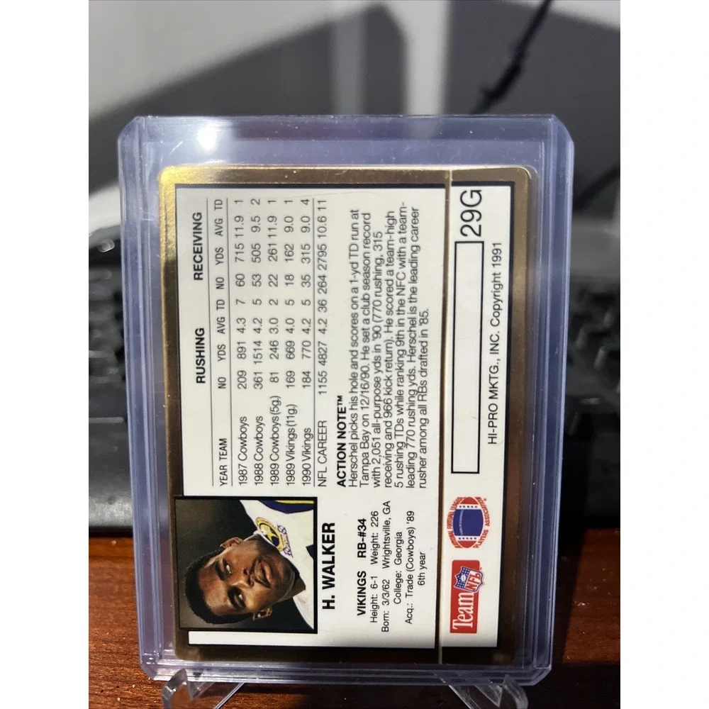1991 Hi-Pro 24Kt Gold ACTION‎ PACKED Herschel Walker  #29G